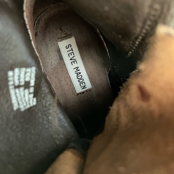 Steve Madden Distressed Brown Leather Mid-Calf Boots Gold Studs 8.5 - Picture 12 of 12